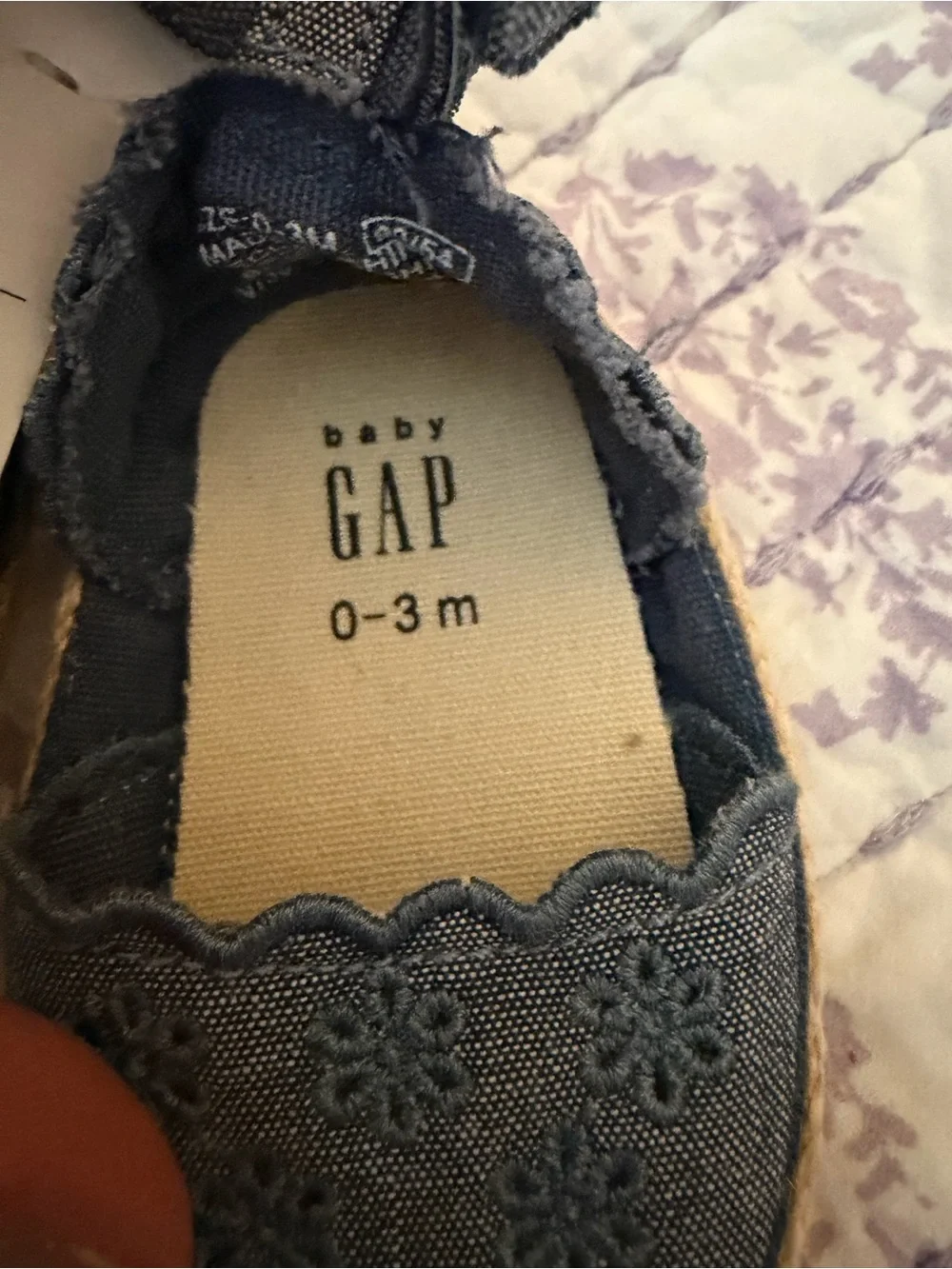 GAP Denim Floral Mary Jane Baby Shoes - Blue